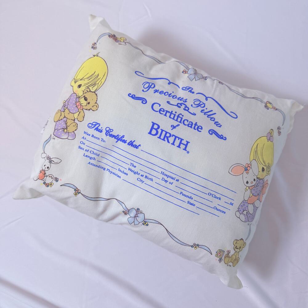 Vintage 2004 Y2K Precious Moments Certificate Of Birth Precious Pillow